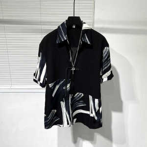 Summer Thin Original Personality Asymmetrical Splicing Loose Ironproof Handsome Shirt Men Fashionable Trendy Drape Shirt