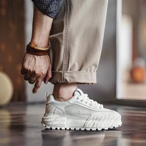 New 2025 Mens Dad Shoes Breathable Mesh Thick Bottom Lightweight Casual Shoes Trendy Flat Heel Rubber Outsole Summer Shoes