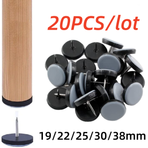 20Pcs 19/22/25/30/38mm Table Chair Foot Sliders Round Furniture Legs Pads With Nails Cabinet Sofa Glides Floor Protectors Slider