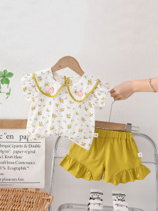 Princess Style Summer Outfit for Girls Short Sleeve Two-Piece Set Baby Clothes Cotton Blend Fabric Korean Style Childrens Wear