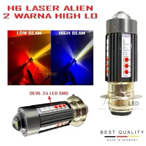 Lampu Bohlam Utama Depan Motor Led H6 Laser 24Led Putih Kuning Plus Senja Devil Biru Merah Lampu Depan Motor Bebek Matic Universal