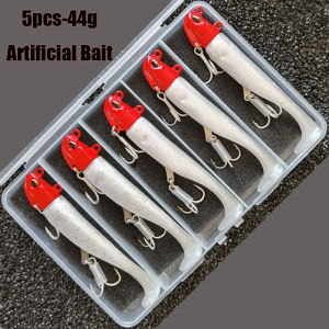 5PCS 44g Artificial Bait Lumious/Glow Mackerel Sea Bullet Bass Snapper Fishing Lure Wobblers Swimbait Jigging Plastic Baits