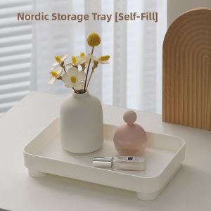 Nordic Style Wooden Tray Desktop Storage Box for Entrance Cosmetics Perfume Tea Table Decoration Key Holder Living Room