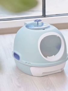 ห้องน้ำแมวกระบวนการ พร้อมที่ตักทราย มีฝาครอบ เครื่องฟอกอากาศ และกระบะทรายแมว สินค้าพร้อมส่งในไทย