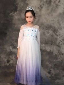 Elsa Dress Cosplay Princess Dress White Long Sleeve Children Dresses Carnival Party Evening Dress Dress For Girls
