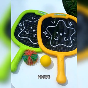 NIKO Kids Toss Catch Paddle Racket Set Yellow Green Soft Ball Game Indoor Outdoor Sports Toy Birthday Gift for Kids