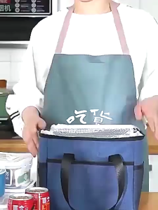 Tas Thermal/Oxford Alumunium Foil Lunch Bag/Tas Kotak Bekal Makan Piknik Traveling 24x18x21Cm