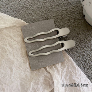 Grey Metal Frosted Wave Hair Clips for Women Simple Cold Style Versatile Hair Accessories Duckbill Hair Clips Forehead Clips