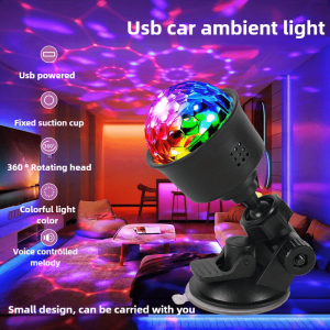 Mini LED Stage Disco Light USB Powered Projector Light RGB Night Light Auto Rotate for Car KTV Lamp Christmas Party Decoration