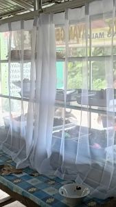 Gorden rumah makan Vitrase penutup etalase warteg hordeng jejendela pendek