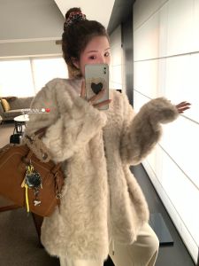 Eco-Friendly Fox Soft Fur Jacket Womens Winter Coat Integrated Leather And Fur Casual Atmosphere Thickened Outerwear