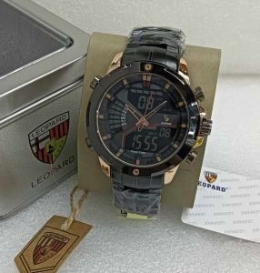 Terbaru Jam Tangan Leopard Pria A23 Dual Time Tahan Air Free Bok