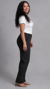 Plus Size Women High Waist Office Pants M-4XL Elastic Back Work Slacks with Belt Loops and Pockets