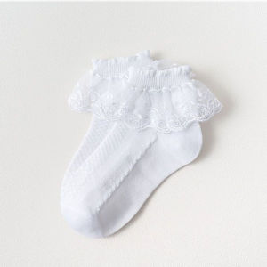 Girls Lace Ruffle Socks Cute Children Baby Ankle Short Breathable Cotton Sock Princess Lace Dress Socks for 1-12 Years Kids Gift