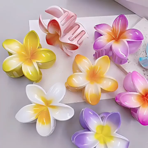 Jepit Rambut Cantik Model Bunga Kamboja / Aksesoris Rambut Akrilik Gaya Korea Cewek / Jepitan Rambut Model Bunga Kamboja / Aksesori Rambut Wanita Hair Clip Bunga Bali