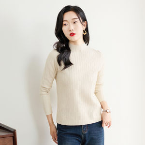 เสื้อสเวตเตอร์ถักแขนยาวสีเทาสำหรับผู้หญิง ฤดูใบไม้ร่วง/ฤดูหนาว ทรงหลวม อบอุ่น ใส่ได้หลากหลาย คอกลม ปกติ