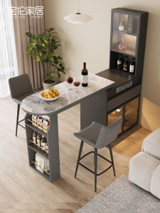 Luxury Rock Panel Bar Table Wine Cabinet Integrated Living Room Extendable Solid Wood Sofa Bar Partition Cabinet