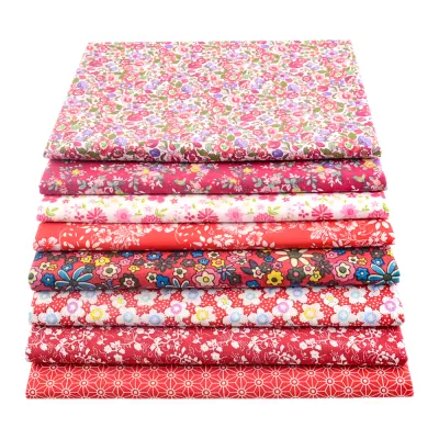 Teramila 8PCS Pack Square Multicolor Printed Cotton Fabric For Sewing Quilt Cloth Needlework Plaid Handicraft Material Patchwork