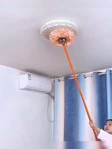 IMUTO Round Mop Handheld Mop Cleaning mop with long handle Mop cloth replacement 360 Retractable mop
