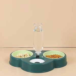 ชามอาหารแมว ชามอาหารสุนัข พร้อมให้น้ำอัตโนมัติ แบบยกสูงป้องกันกระดูกสันหลัง แบบ3หลุม 3IN1