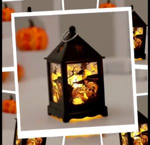 Đèn Lồng Halloween Mini LED 3D Trang Trí Treo hoặc Để Bàn Ánh Sáng Huyền Bí Decor Tiệc Lễ Hội