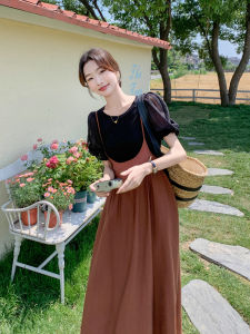 Retro Elegant Fashion Light Maturity Style Set Strap Long Dress New Luxury Slimming Two-Piece Set Summer Dress Korean Version