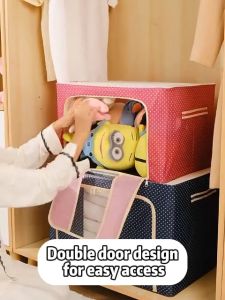 Oxford Cloth Clothes Steel Frame Transparent Storage Box Bed Sheet Blanket Pillow Shoe Rack Container Foldable Storage Case
