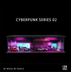 Car Garage Diorama Model 1:64 Scale Car Miniatures Diorama Model LED Lights Parking Lots City DIY Model Sets Collection