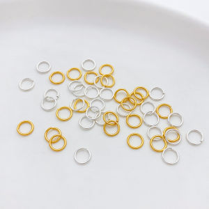 S925 Pure Silver 18K Gold Plated Color Retention Single Open Circle DIY Bracelet Necklace Jewelry Connector Ring Material Accessories