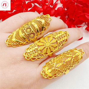 1pc XT เครื่องประดับเกาหลี24K แหวนดอกไม้กลวงแฟชั่นผู้หญิงชุบทองแท้916