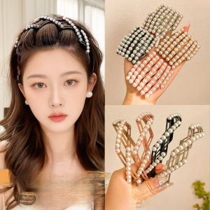 2024 New Retractable Folding Hair Clip for Womens High-end Portable Pearl Headband Summer Headpiece