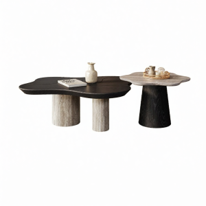 Natural Gray Limestone Coffee Table Modern Minimalist Stylish Irregular Combination