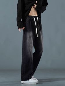 American Retro High Street Mens Jeans Spring Summer Thin Loose Slimming Design Straight Leg Pants Casual Wear for Teens