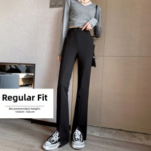 Black Slit Slim Fit Flared Trousers Womens 9/10 Suit Pants