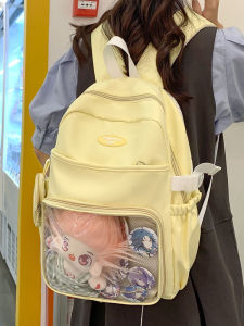 Adorable Transparent School Bag for Junior High Girls Large Capacity Backpack Double Shoulder Straps Korean Style Casual Backpack