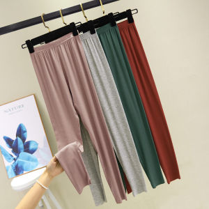 Spring Modal Stretch Leggings Womens Plus Size Long Johns Cropped Pants Summer Thin High Waist All-Matching Pure Color Pants