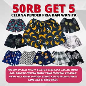 Paket 5 Pcs Celana Pendek Kolor Kotak-Kotak Boxer Pria Dan Wanita