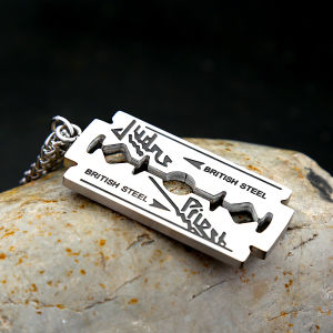 Fashion Hip Hop Music Band Judas Priest Necklace Stainless Steel Razor Shape Pendant For Men Women Jewelry Gift Dropshipping
