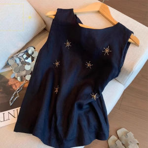 YNY | Heavily Embroidered Loose Versatile Sleeveless Blouse