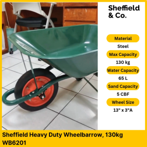 Sheffield Heavy Duty Wheelbarrow (130kg) with Solid Rubber Wheel (WB6201)