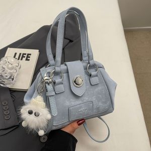 Soft Fabric Crossbody Bag with Zipper Pocket Small Unique Design Handbag Casual Style Womens Bag Pure Color PU Leather