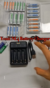 Yonii Smart Battery Charger NL4 for 1.2V Rechargeable AA/AAA NiMH Batteries and 1.5V Lithium Batteries Each Slot Independently Chargeable Mixed Charging USB Type-C Charging