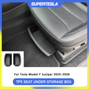 2Pcs TPE under Seat Hidden Drawer Storage Box for Tesla Model Y Juniper 2025-2026 Interior Organizer Tray Car Accessories