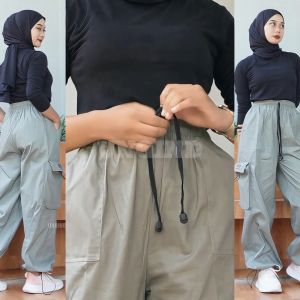 Celana Wanita Terbaru Cargo Serut Two in One Harajuku Grill Twill Premium