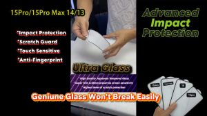 Advanced Impact Protection Tempered Glass for iPhone 15 Pro 15Pro Max 14/13