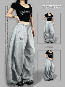 Loose Casual Jazz Dance Streetwear Hip Hop Sport Pants Womens Style Asymmetric Straight Leg Cotton Blend Comfortable Trousers