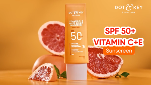 DOT & KEY Vitamin C + E Super Bright Sunscreen Spf 50 |Water-LightUVA/UVB & Blue Light Protection|For Even Toned & Glowing Skin|With Liquid Spf 50+++| No White Cast| For All Skin Types| 50GPack Of 1