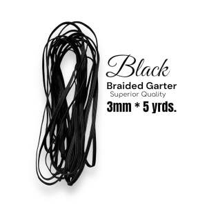 [5yrds] Braided Garter Elastic 3mm | 6mm | 12mm Black | White Elastic & Durable Approximately 5yards