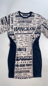 มินิเดรสลายขาวดำ ผ้านิ่มมาก ยืดได้ตามตัว ทรงเก๋ๆ ป้าย Cps chaps