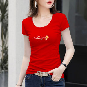 Black Slim Fit round Neck Short Sleeve T-Shirt Womens Fashion Summer New Style Korean Version Cotton Blend Comfortable Top